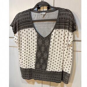 Lucky Brand Black and White Short Sleeve Top